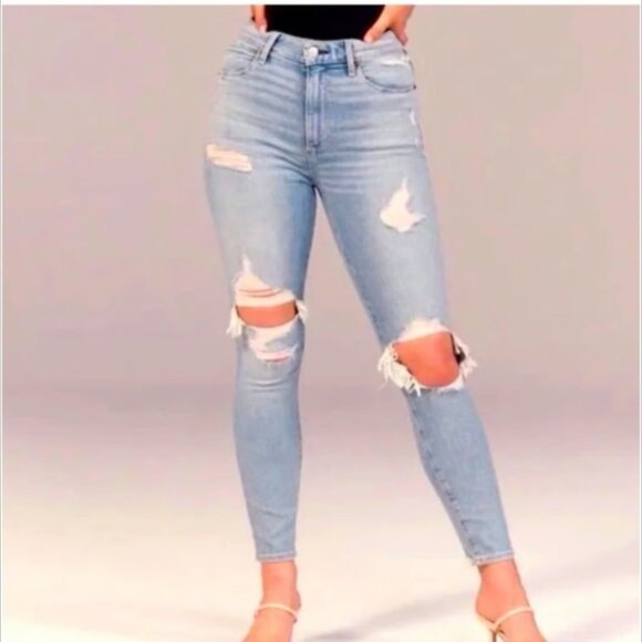 A&F Curve Love High Rise Super Skinny Ankle Jeans - Picture 1 of 9